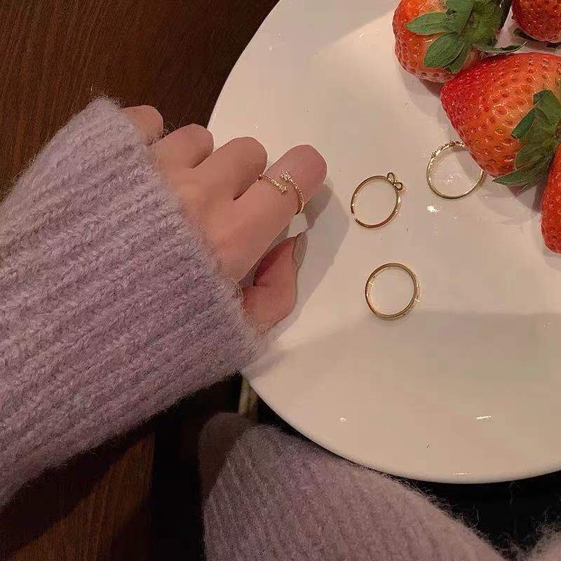 Star Moon Ring Female Fashion Personality Light Luxury Niche Exquisite Ins Tide Niche Design Index Finger Ring Sexy Girl Jewelry