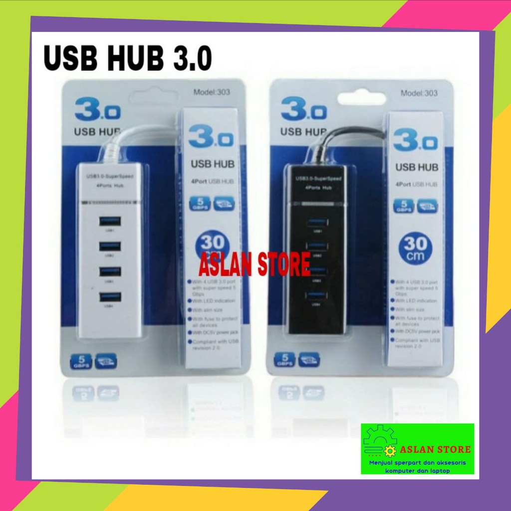 High Speed 4 Ports USB HUB 3.0 Adapter 5Gbps for Laptop PC / Notebook / Computer - 303