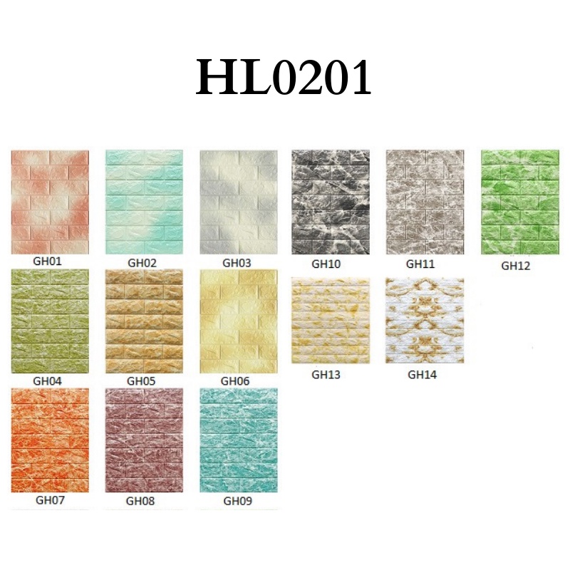 MARKAS - HL0201 Wallpaper Dinding 3D Foam Kecil Motif Bata Gradient