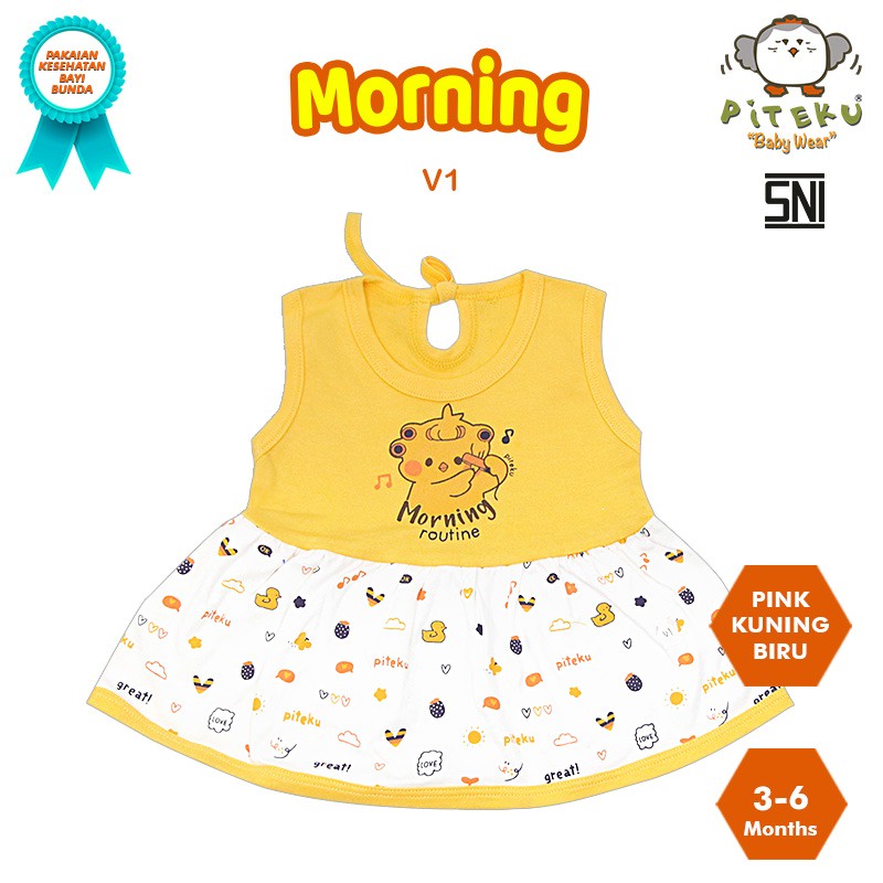 PITEKU | ROK DRESS KUTUNG BUNTUNG ANAK PEREMPUAN CEWEK MOTIF CHICK MORNING ROUTINE