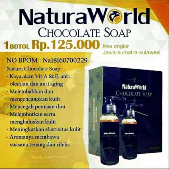 

NATURA WORLD CHOCOLATE SOAP SABUN COKLAT NATURA