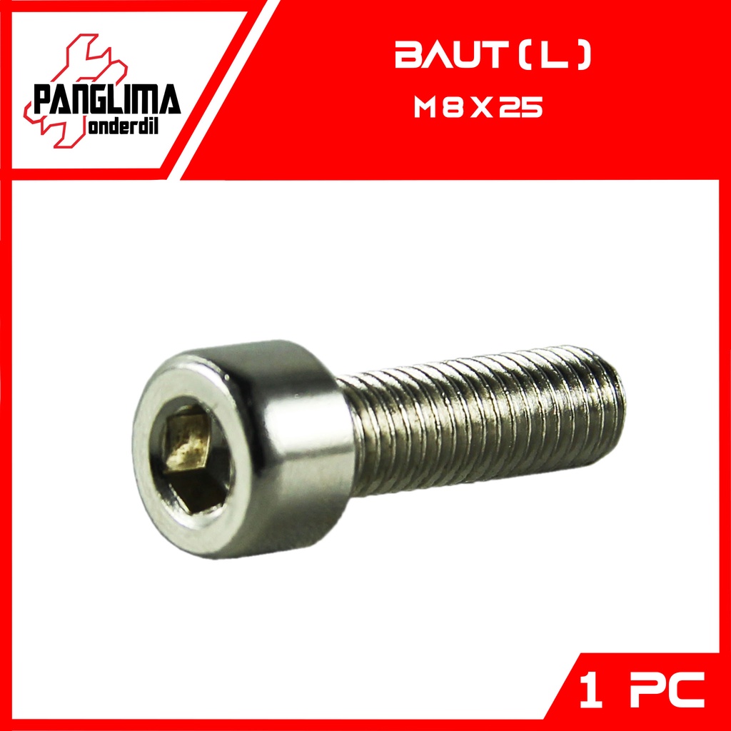 Baut L-L6 M 8 x 25-M8X25-8x25 Kunci-K 5 P-Pitch 1.25 Baud-Bolt