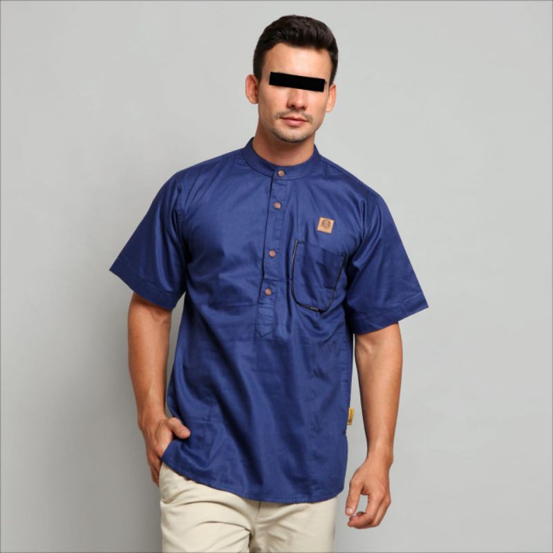 Baju Muslim - Kemeja Koko - Baju Koko Al Amwa Premium - Warna Biru Navy