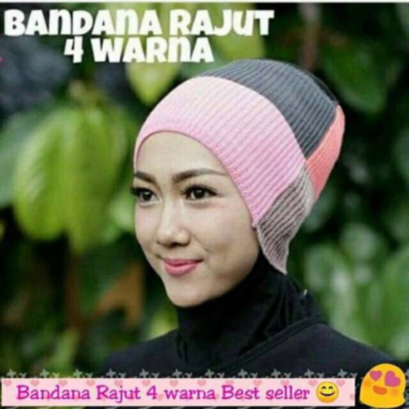 Bandana ciput rajut premium 4 warna hemat 4in1 by zellshop