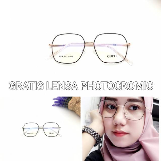 Frame kacamata wanita trend | Gratis lensa photocromic ( Normal / Minus ) Termurah