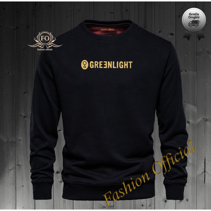 Baju Sweater Hoodie Distro Greenlight Text Gold Premium Quality Sweater Pria Wanita Distro Terkeren 