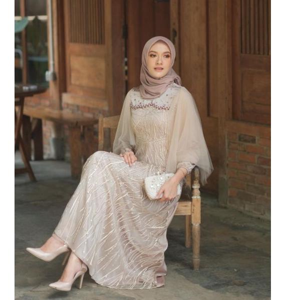 Tren Kekinian.. COUPLE GAMIS LUNA DRESS MODERN BAJU SYARI BUSANA MUSLIM SARIMBIT RAMADHAN KONDANGAN 