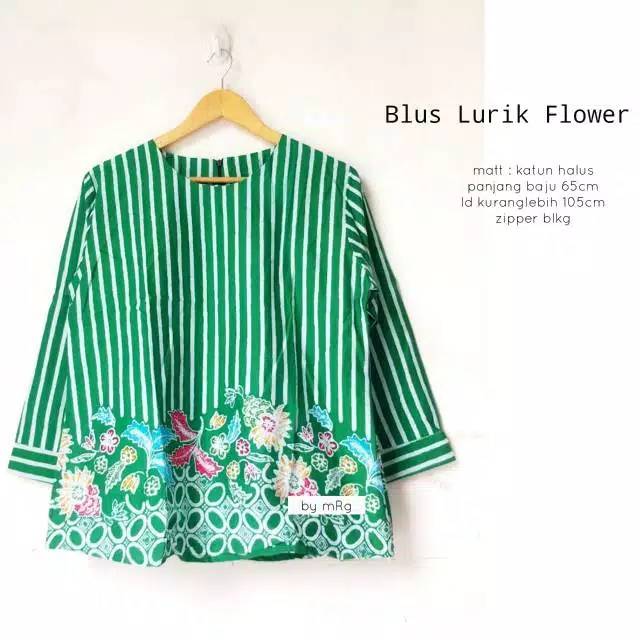  ATASAN  BATIK  BLOUSE LURIK FLOWER MERAH DAN HIJAU Shopee  