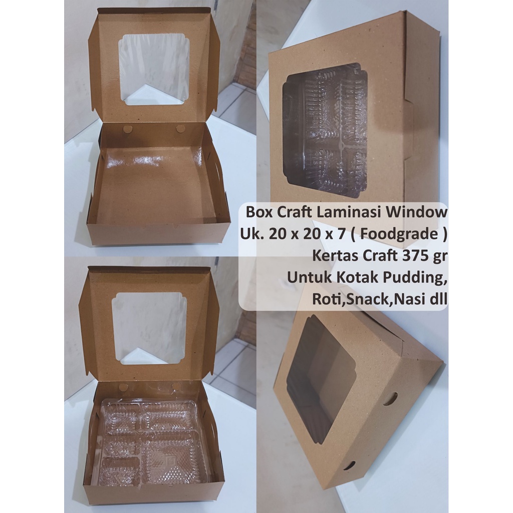 Dus Kue Laminasi Window, R10K ,cake box dus roti spikoe dus pudding Uk. 20 x 20 x 7 Craft 375 gr