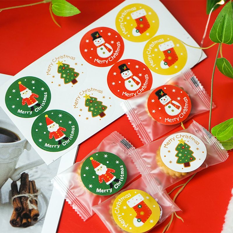 Sticker santa Merry Christmas sticker natal toples dan kotak kue BERBAGAI MOTIF