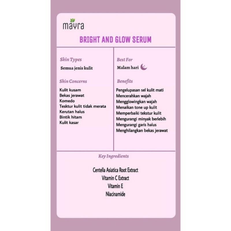 (BPOM AGEN RESMI) SERUM MAYRA MYO BEAUTY SERUM BRIGHT &amp; GLOW 20 ML BY MYO BEAUTY 100%ORIGINAL