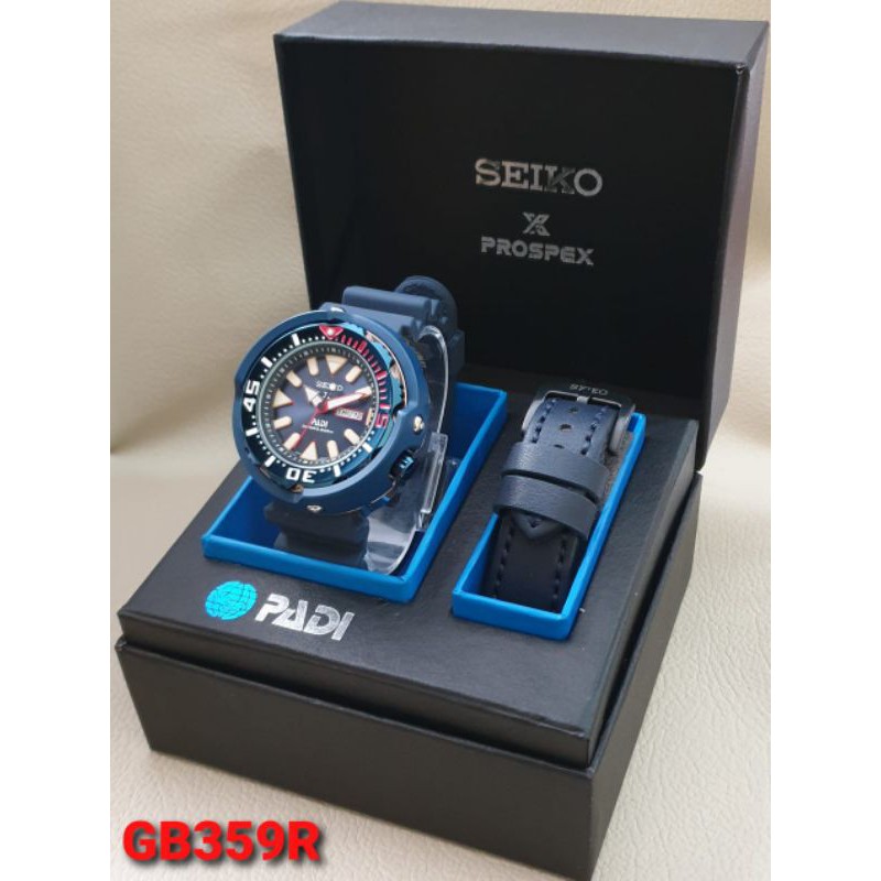 JAM TANGAN PAKET - JAM TANGAN PRIA SEIKO PADI X PROSPEX TALI RUBBER FREE KULIT + BOX