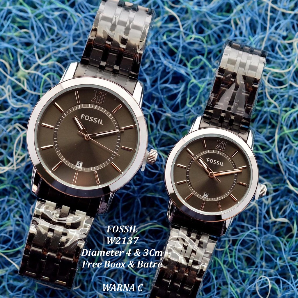 Jam Tangan Couple/Pasangan FO Tanggal aktif rantai tikar full stainless