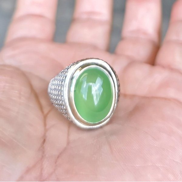 Batu Cincin Natural Ijo Apel Green Chalcedony