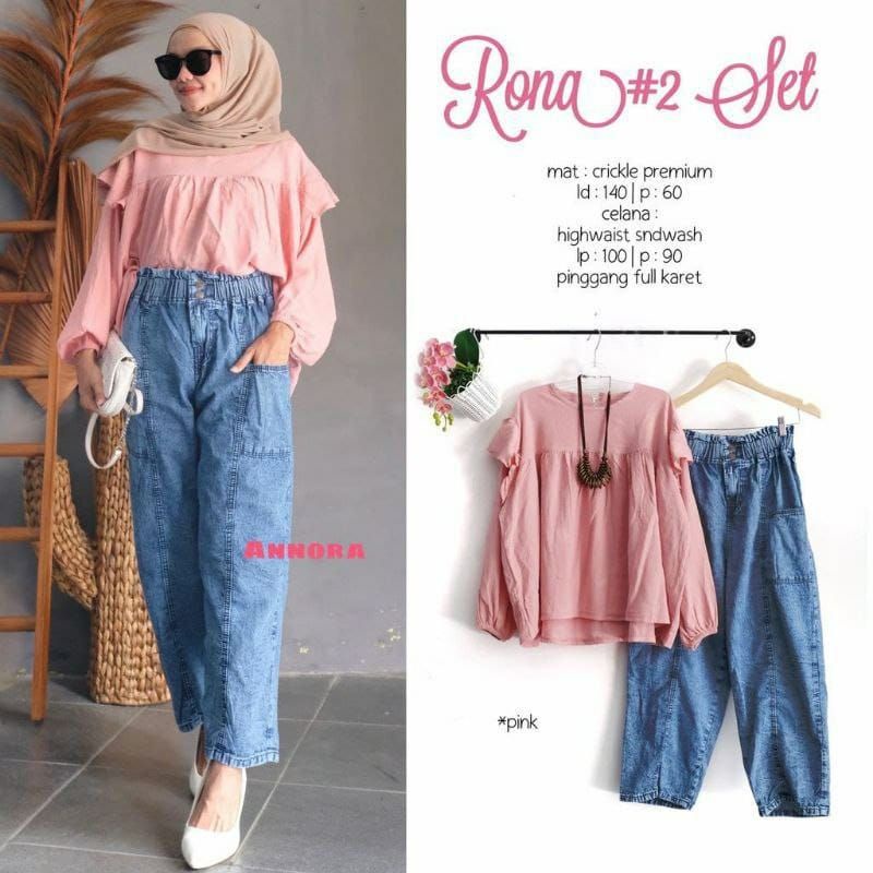 setelan jumbo dan celana jeans+hijab