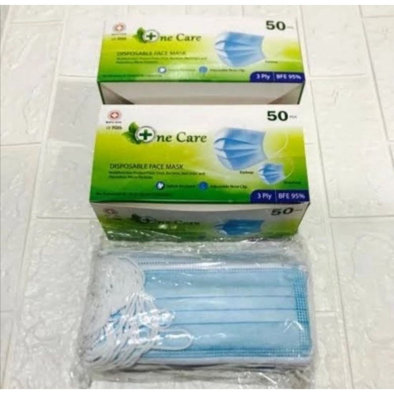 Masker 3 ply earloop Disposable face mask @50 pcs
