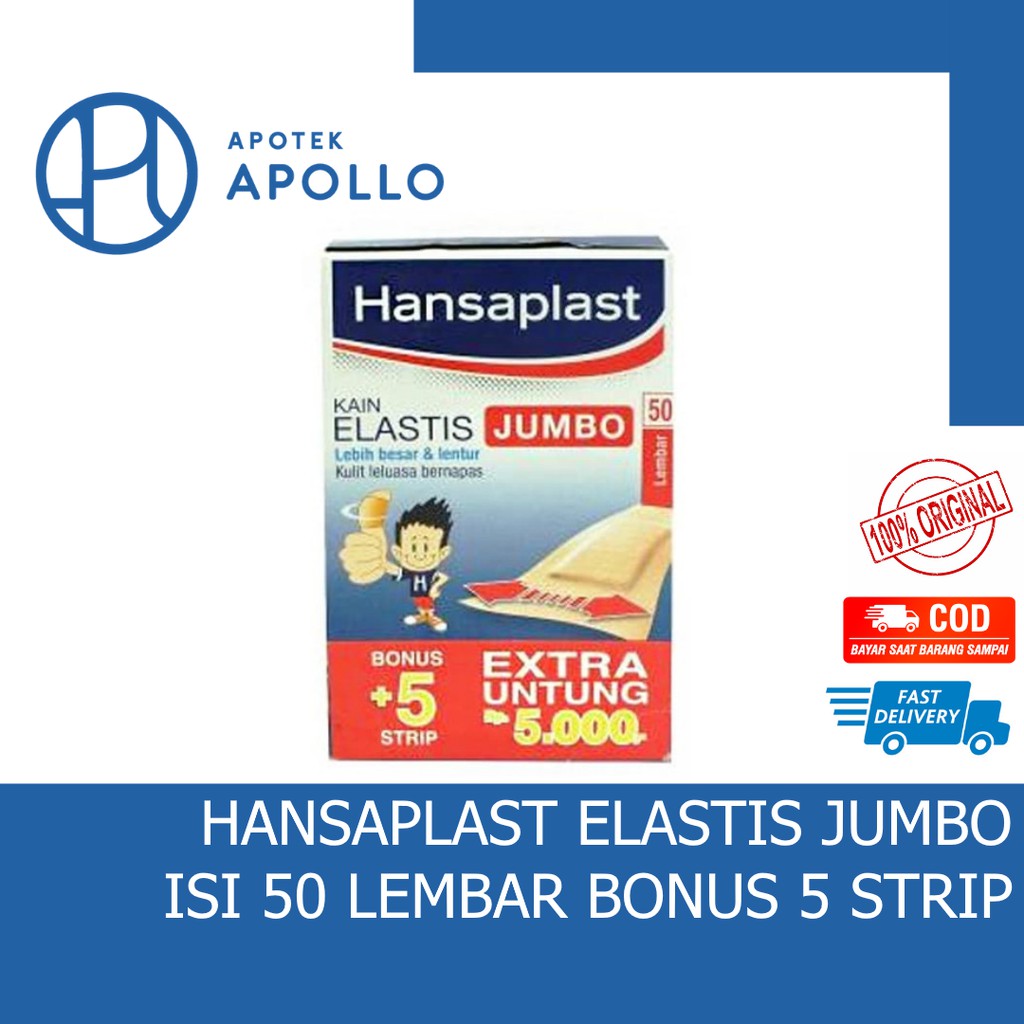 HANSAPLAST KAIN ELASTIS JUMBO ISI 50 LEMBAR BONUS 5 STRIP