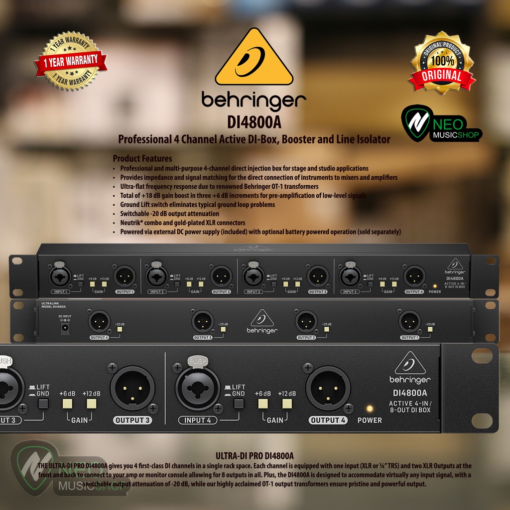 Jual Behringer DI4800A Professional 4 Channel Active DI-Box, Booster ...