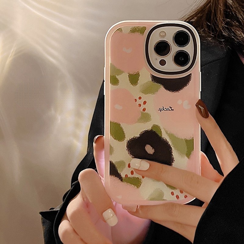 Soft Case Silikon Motif Lukisan Bunga Mata Besar Untuk IPhone 7 8 Plus X XR XS Max 11 Pro Max 12 13 Pro Max SE 2020