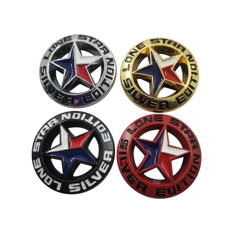 2 x Metal Gold LONE STAR Logo Car Auto Rear Trunk Decorative Emblem Sticker Badge Decal TEXAS EDITION