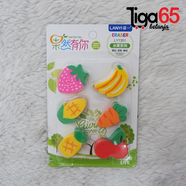 365 Cartoon Eraser #40896 Penghapus Set Fruit Shape Penghapus Kartun Isi 6 pcs