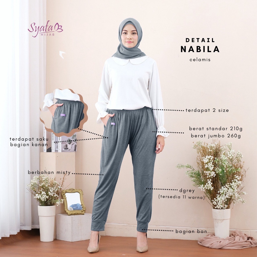 Celana Daleman Gamis Celamis Inner Legging Kulot Panjang Jumbo Wanita Muslimah Dewasa Premium Syafa Hijab