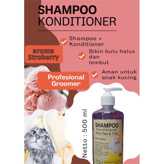 Shampoo conditiiner 2in/1 anti kutu/anti jamur khusus anjing dan kucing netto 500ml