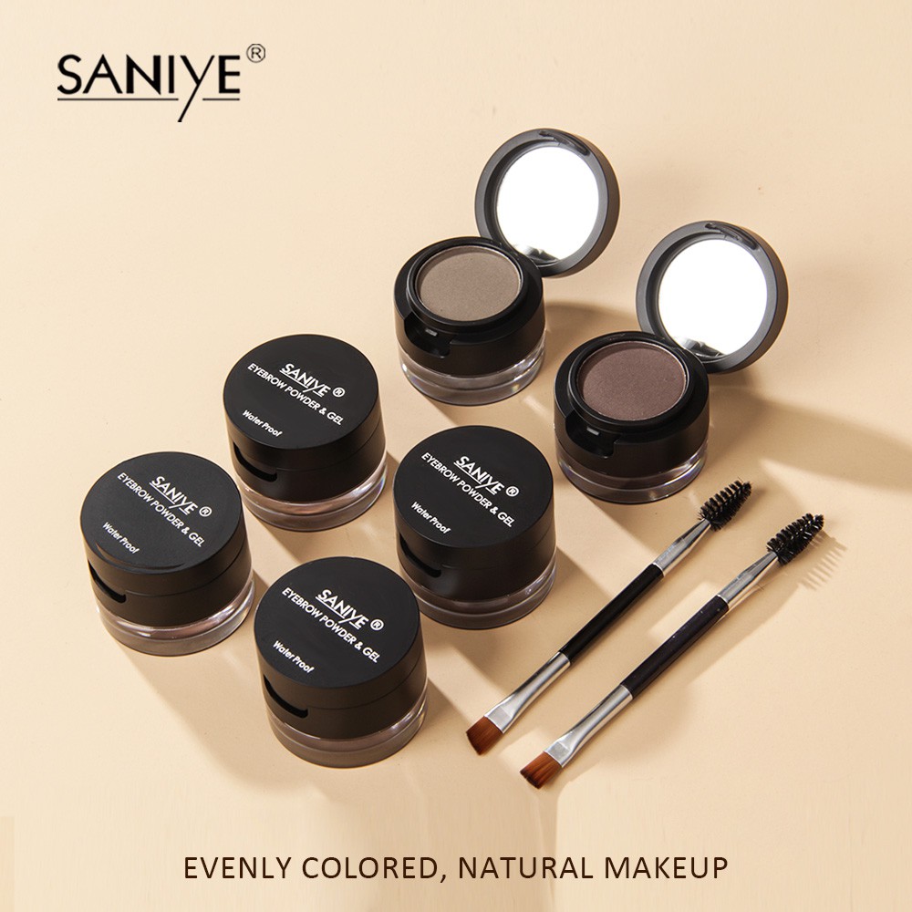 SANIYE 4 In 1 Besar Double Layer Gel Alis 3D Kecantikan Eyebrow Powder Eyebrow Gel With Brush With Mirror M250