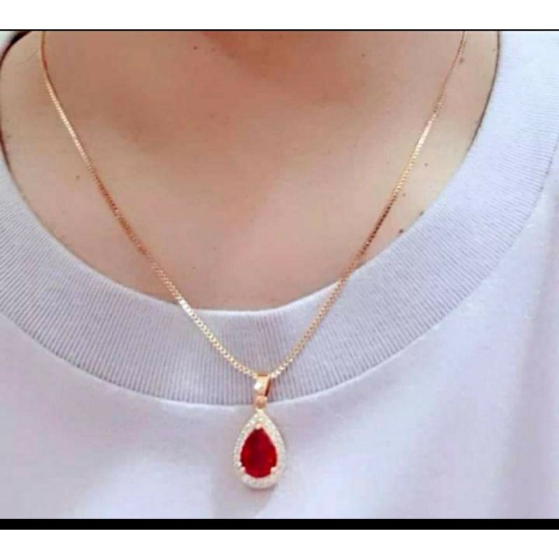 kalung Liontin permata wanita gold titanium