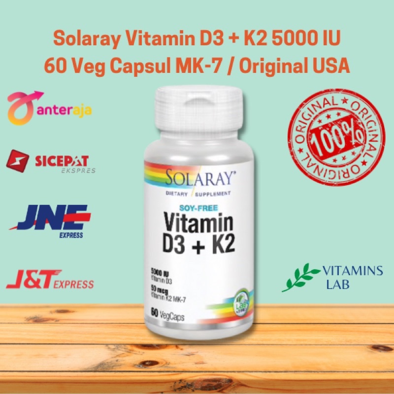 Jual Solaray Vitamin D3 K2 5000iu 60 Veg Capsul Mk 7 Original Usa Indonesia Shopee Indonesia