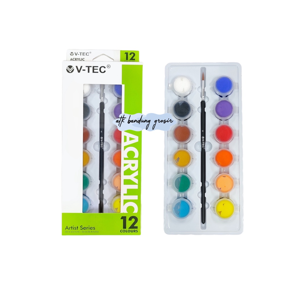 

Cat Akrilik V-TEC VT-512 TB Acrylic Colours 12 Warna x 5 ML Artist Series - Set