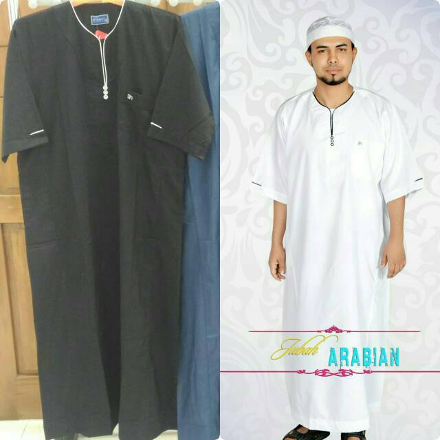 Jubah Gamis Pria Hitam Lengan Pendek Size S Al Ham