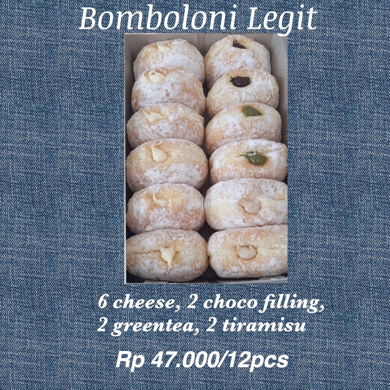 

Bomboloni legit 6 cheese, 2 chocofilling, 2 grentea, 2 tiramisu
