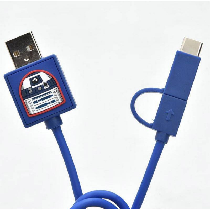 Kabel Casan 2in1 Original Fast Charge Cable Quick Charging QC 3.0 Starwars Type C Micro USB