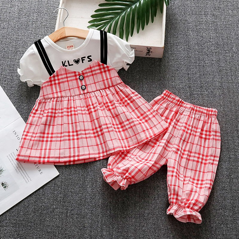 Baju Setelan anak Perempuan cewek lengan pendek 2IN1 Katun IMPORT Korean Style Umur 1-5tahun-5