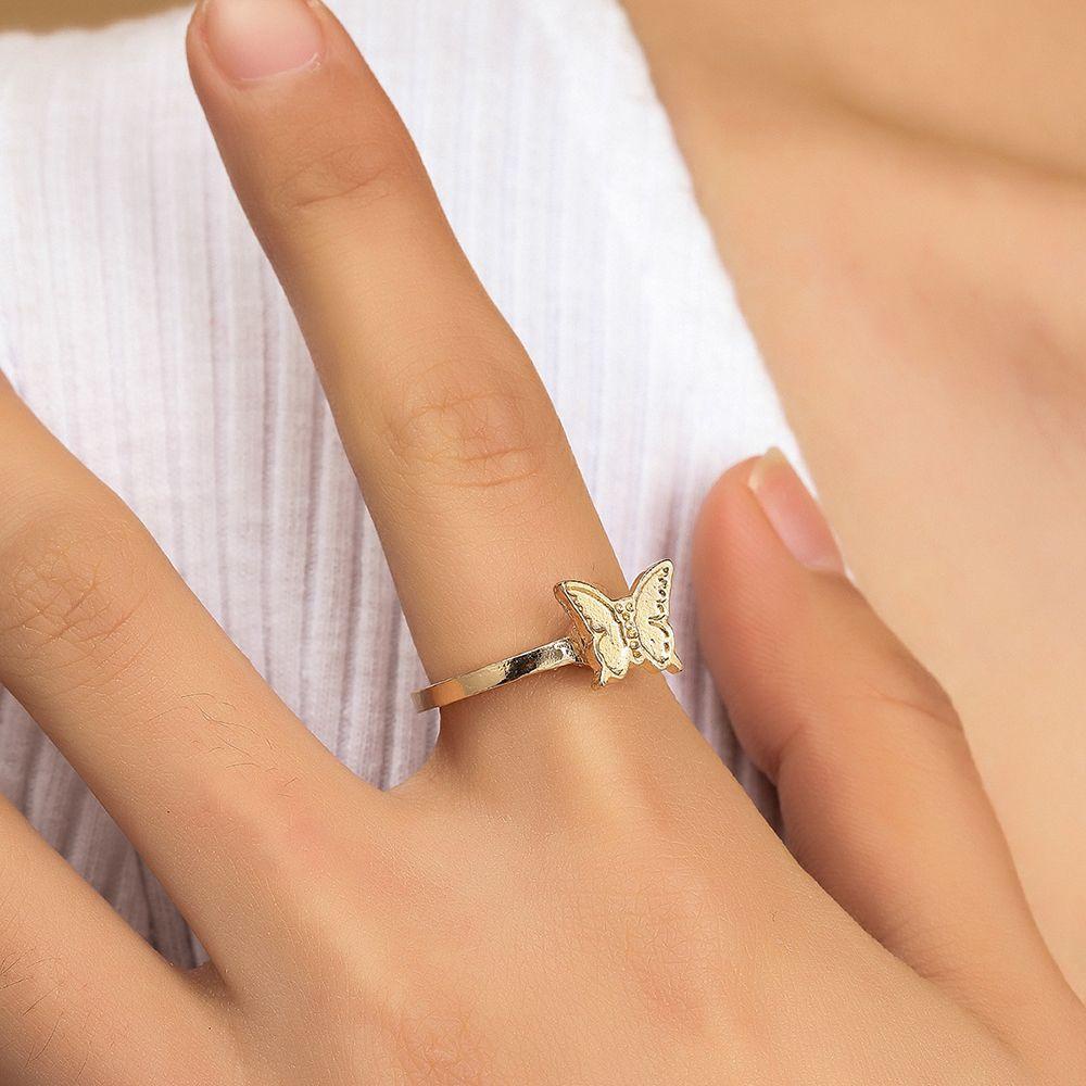 Mxbeauty Cincin Yang Dapat Diputar Kreatif Keren Terbuka Cincin Spinner Cincin Kupu-Kupu Hadiah Bunga Daisy Wanita Jari Cincin