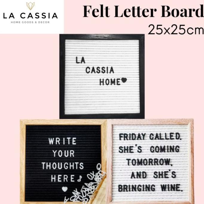 

Letter Board Baby Felt Wood 25x25cm Black White