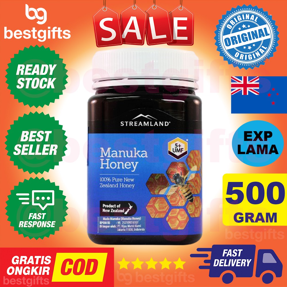 STREAMLAND MANUKA HONEY MADU 5+ UMF 5 ANTI BIOTIK BAKTERI RADANG PERUT DIARE TENGGOROKAN 500 GRAM