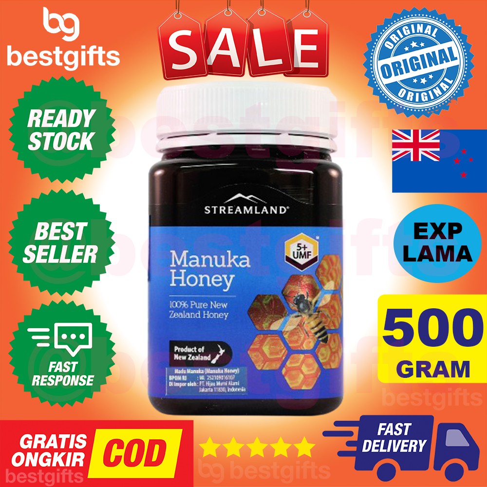 STREAMLAND MANUKA HONEY MADU 5+ UMF 5 ANTI BIOTIK BAKTERI RADANG PERUT DIARE TENGGOROKAN 500 GRAM