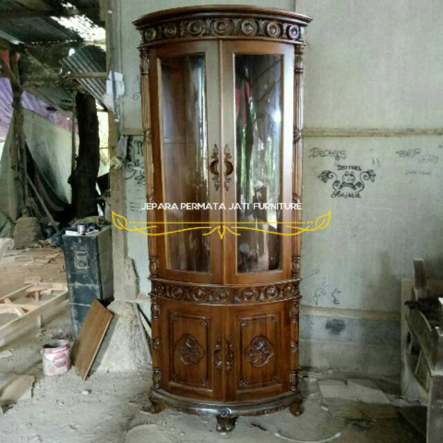 Lemari sudut hias cincin furniture jati jepara