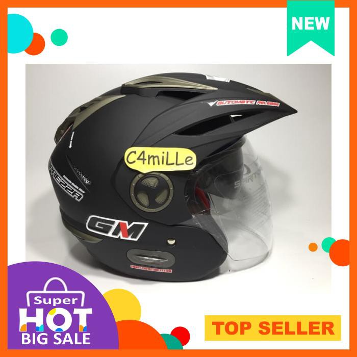 Gm New Imprezza Double Visor Black Dop / Hitam Dof