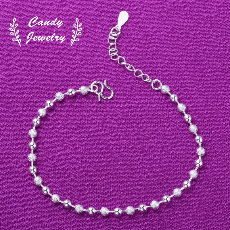 Candy Jewelry Fashion Bead Bracelet Silver Plated Lucky Bracelets for Women Anklet Ankle Chain