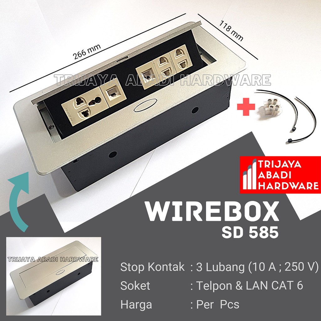 Jual Wire Box SD 585 Stop Kontak Tanam 3 Lubang Meja / Lantai LAN