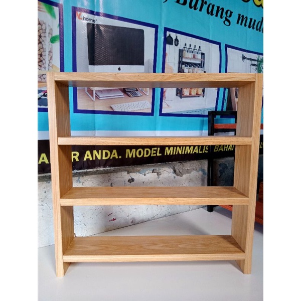 Rak Kayu Serbaguna Tempat Bumbu Susun Botol Rak Toples Mini Bahan Plywood Kombinasi PVC Sheet RAK KAYU MINIMALIS