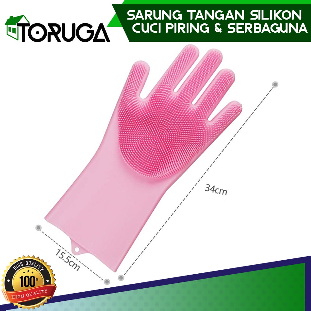 Sarung Tangan Latex Cuci Piring Silikon Karet Rubber Gloves Sikat Pembersih Serbaguna