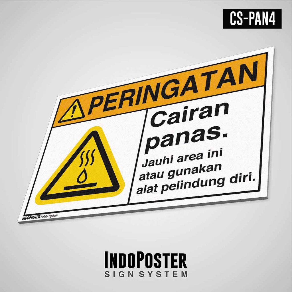 

Safety Sign Rambu K3 PVC ANSI Peringatan Cairan Panas Gunakan APD M 45x30cm