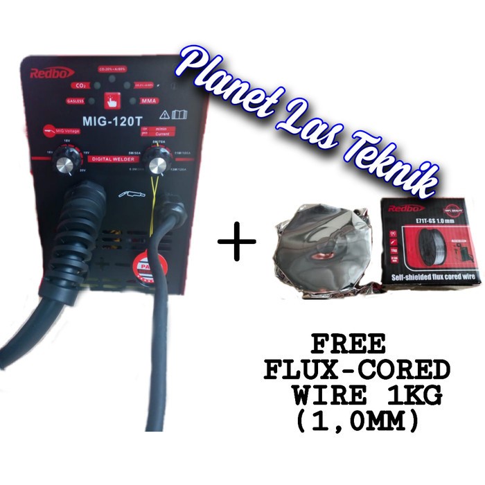 REDBO MIG120T INVERTER mesin LAS Las Mesin 120T Redbo + Kawat Flux1KG mig 120t mesin kas