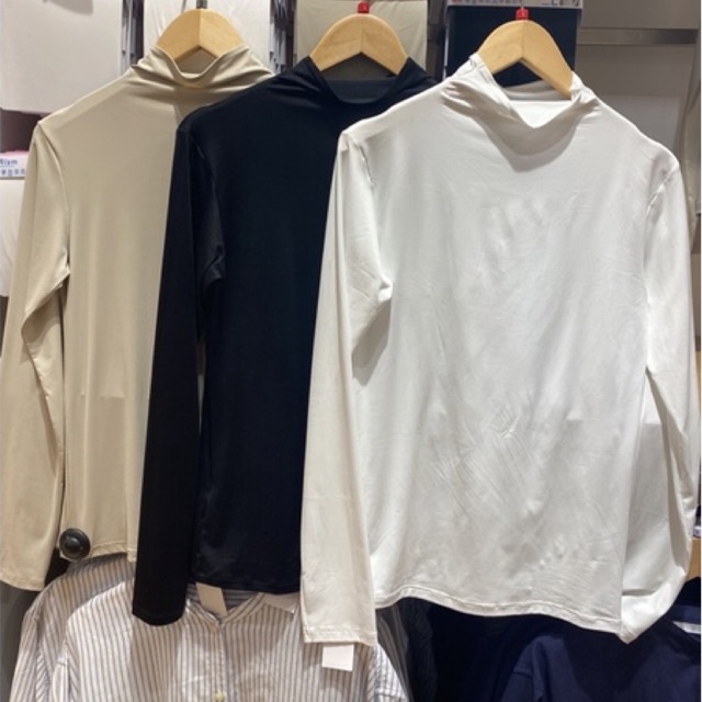 Uniqlo airism manset kerah tinggi lengan panjang