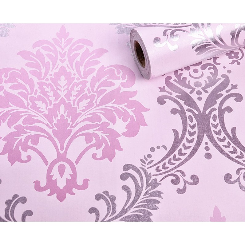 Wallpaper Dinding Sticker Motif Klasik Batik Pink