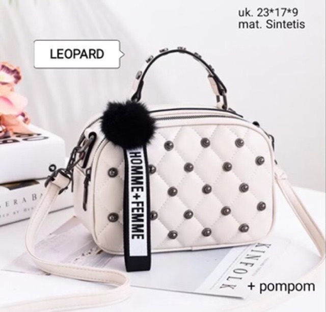 Tas Wanita SLINGBAG FULL STUD Free Pompom L’PARD